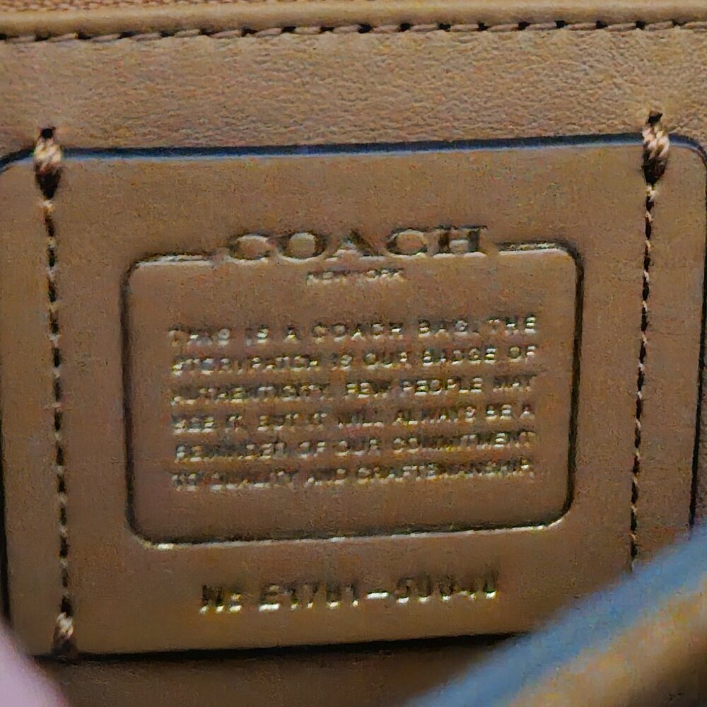 RARE NWOT COACH PEBBLED LEATHER SUEDE TAN TURNLOCK SHOULDER HANDBAG BAG TOTE - Picture 12 of 16
